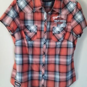 Authentic Harley Davidson Women's Plaid Blouse